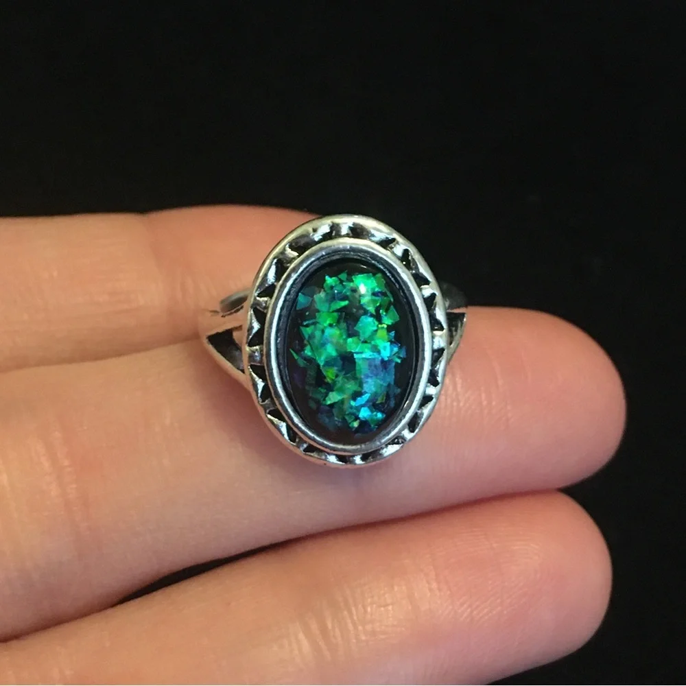Mystical Green and Blue Sparkle Ring